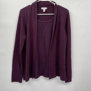 Charter Club Womens Purple Layered Cardigan Sweater‎ Size MP
